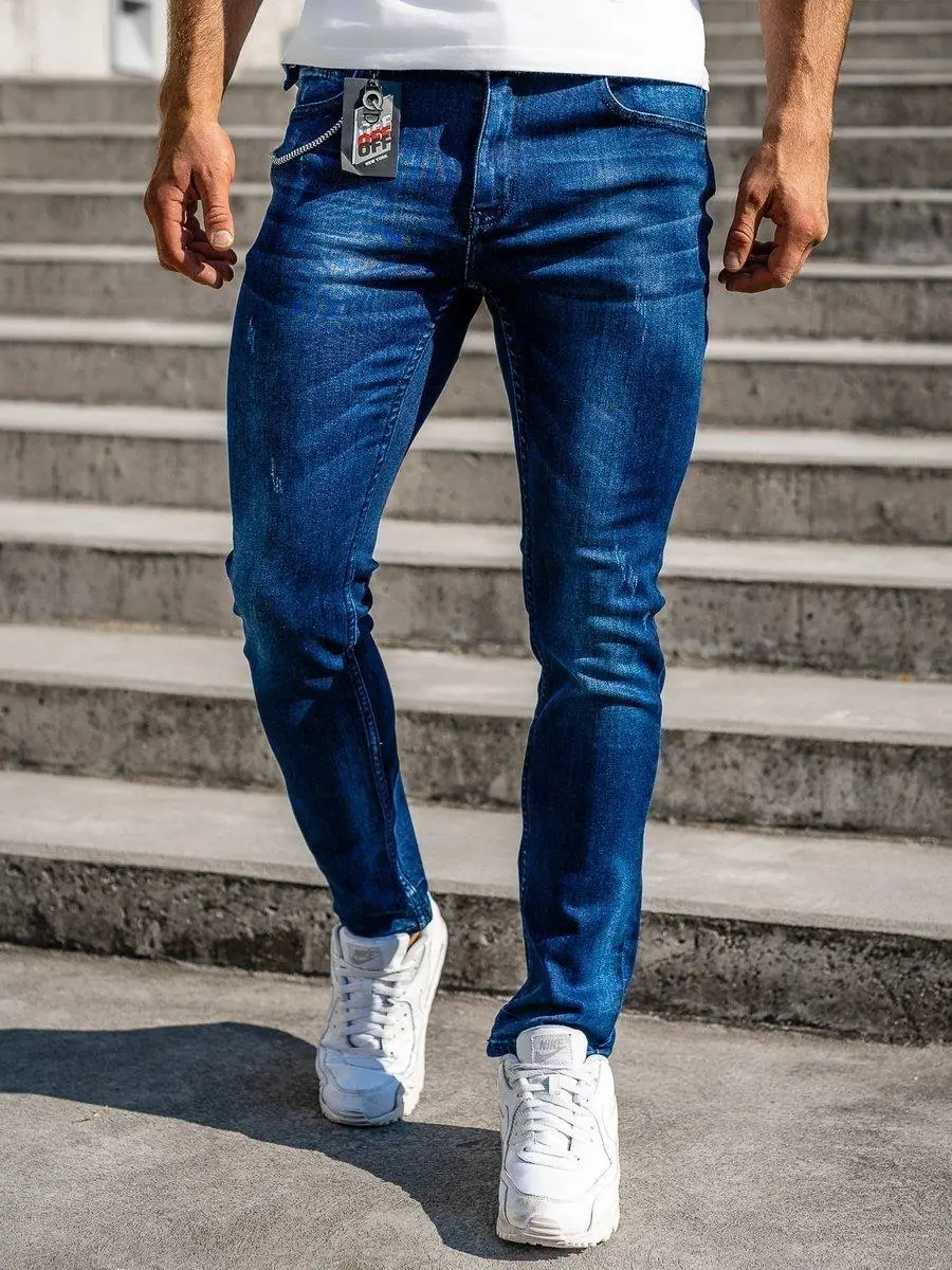 granatowe jeansy regular fit