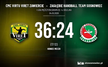[PIŁKA RĘCZNA] CMC VIRTU VIRET Zawiercie – Zagłębie Handball Team Sosnowiec 36:24 – I Liga Mężczyzn (Grupa D), 4. kolejka