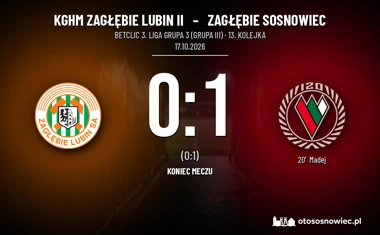[PIŁKA NOŻNA] Betclic 3. Liga Grupa 3 (Grupa III): KGHM Zagłębie Lubin II – Zagłębie Sosnowiec 0:1 po golu Madeja