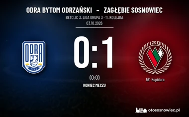 [PIŁKA NOŻNA] Betclic 3. Liga Grupa 3: Odra Bytom Odrzański – Zagłębie Sosnowiec 0:1. Gol Kupidury dał wyjazdowe zwycięstwo