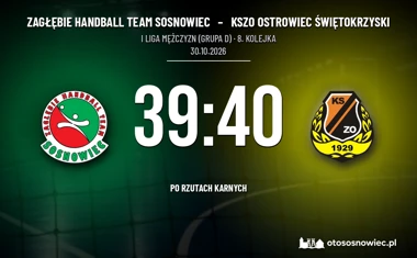 [PIŁKA RĘCZNA] Zagłębie Handball Team Sosnowiec – KSZO Ostrowiec Świętokrzyski 39:40 (po rzutach karnych). Rozstrzygnięcie z siódemek w I Lidze Mężczyzn (Grupa D)