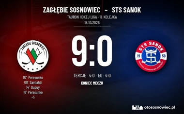 [HOKEJ] Tauron Hokej Liga – Zagłębie Sosnowiec – STS Sanok 9:0. Lider nie dał gościom szans