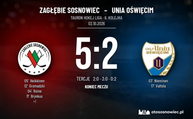 [HOKEJ] Tauron Hokej Liga – Zagłębie Sosnowiec – Unia Oświęcim 5:2. Heikkinen rozpoczął strzelanie przeciw byłemu klubowi