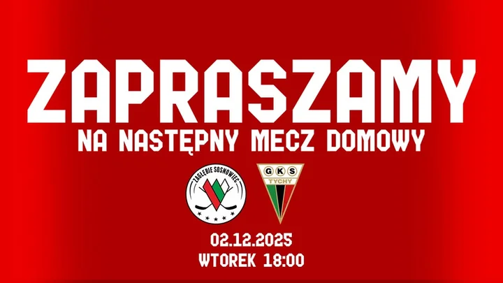 Grafika promocyjna wydarzenia 25. kolejka THL: ECB Zagłębie Sosnowiec – GKS Tychy