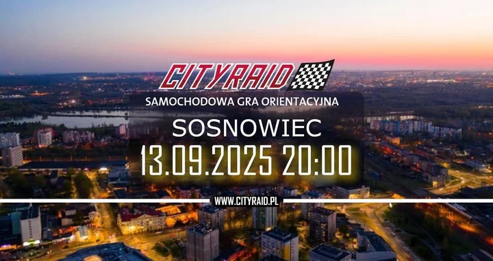 Obrazek przedstawia grafikę promocyjną wydarzenia Samochodowa gra orientacyjna w Sosnowcu — CITYRAID