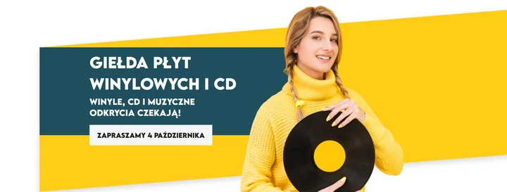Obrazek przedstawia grafikę promocyjną wydarzenia Giełda płyt winylowych, kompaktów i kaset w Sosnowiec Plaza