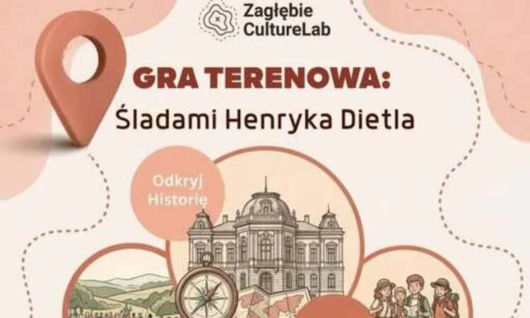 Grafika promocyjna wydarzenia Gra Terenowa „Śladami Henryka Dietla”