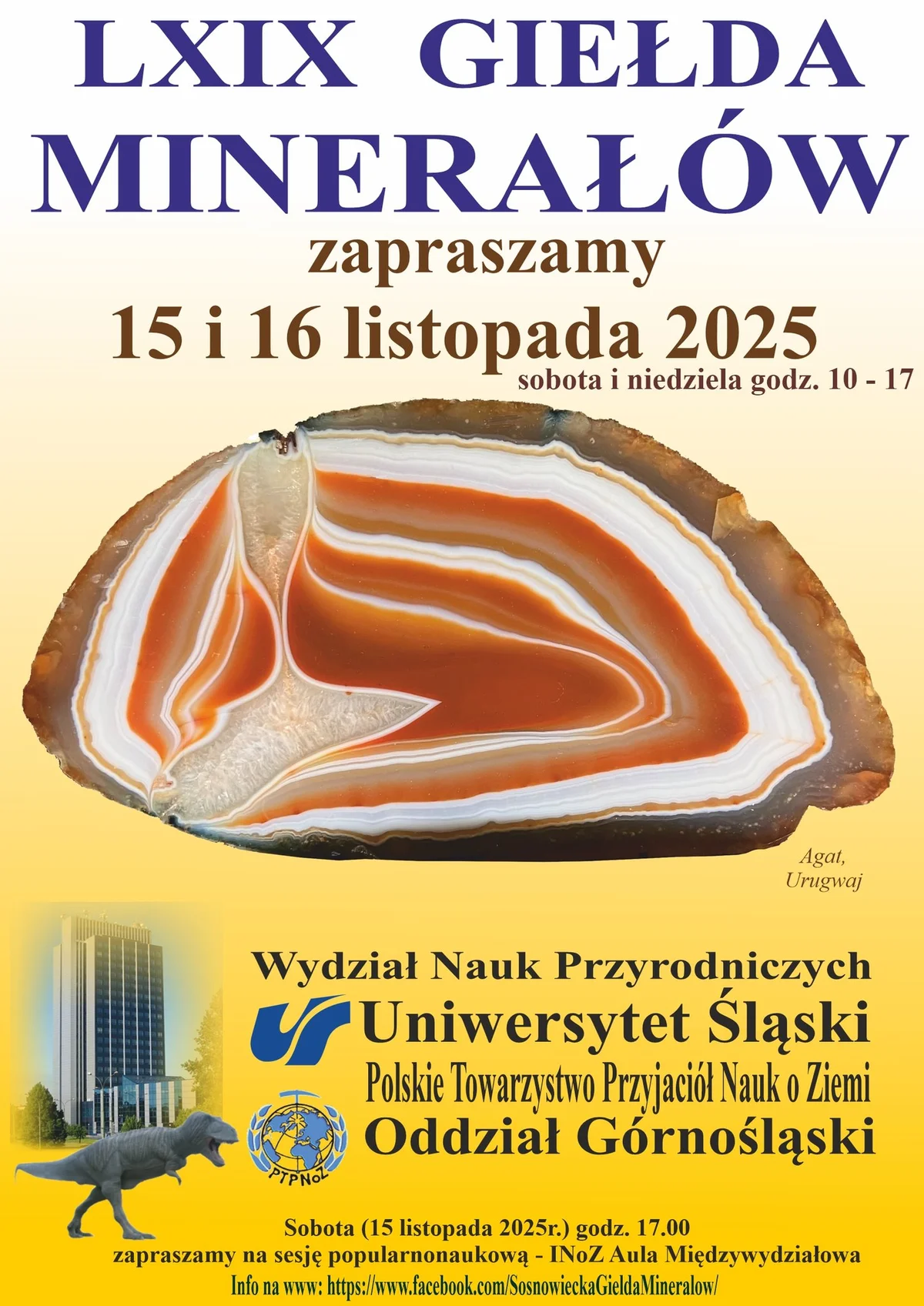 Grafika promocyjna wydarzenia Jesienna giełda minerałów w Sosnowcu 2025