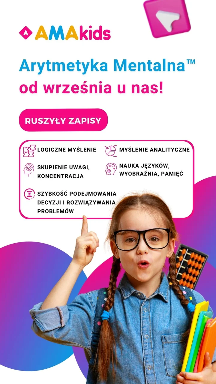 Grafika promocyjna wydarzenia Lekcje pokazowe Arytmetyka Mentalna w TIGER (AmaKids) — darmowe zajęcia dla dzieci