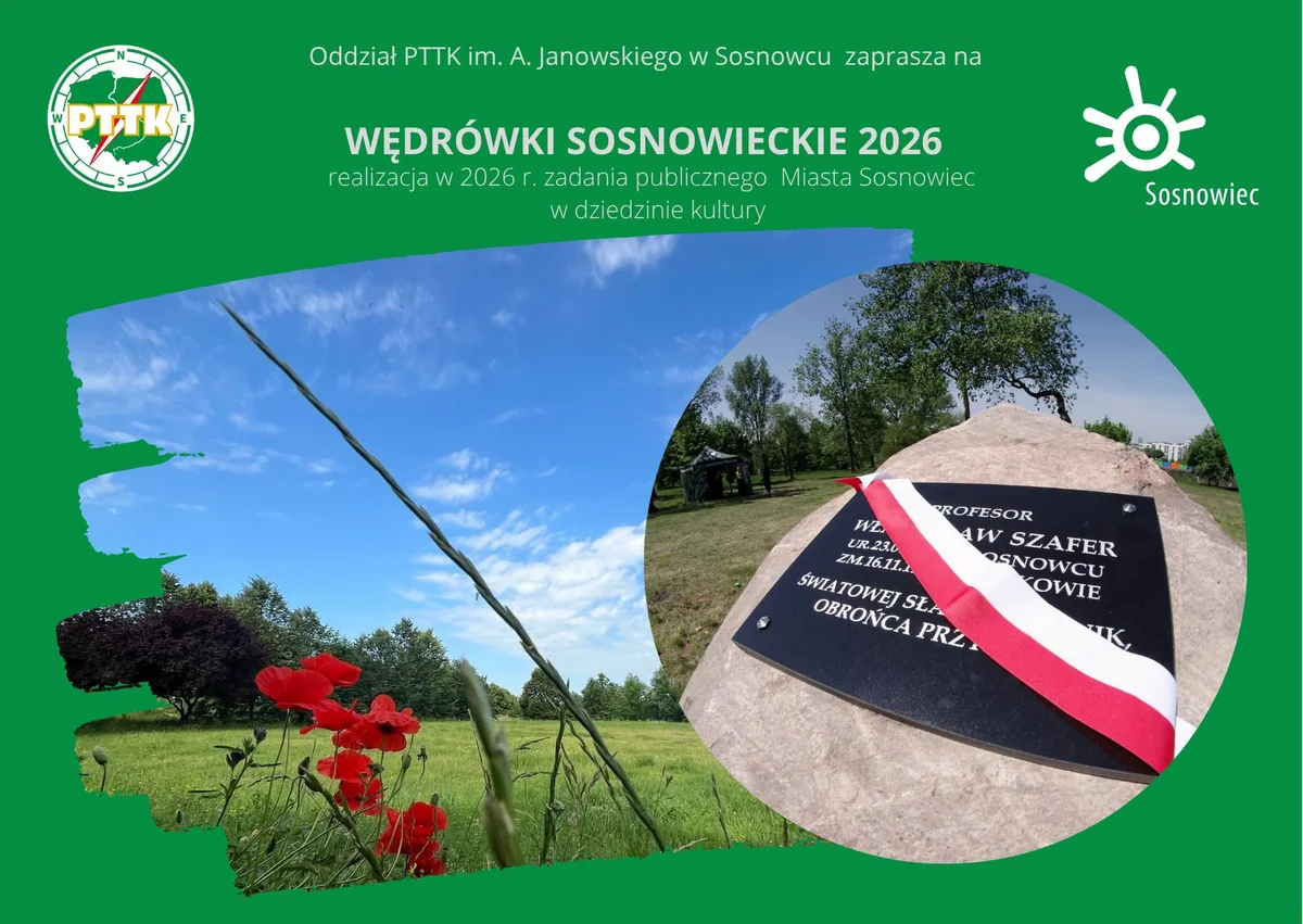 Grafika promocyjna wydarzenia Spacer z okazji 140. rocznicy urodzin profesora Szafera w Sosnowcu