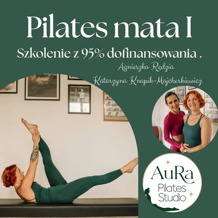 Obrazek przedstawia grafikę promocyjną wydarzenia Szkolenie instruktorskie Pilates Mata – I poziom w Sosnowcu