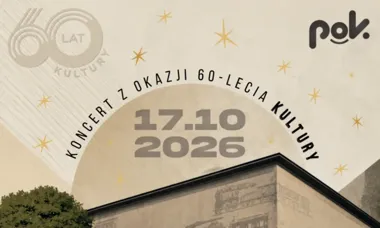 Grafika promocyjna wydarzenia 60-lecie Domu Kultury w Kazimierzu