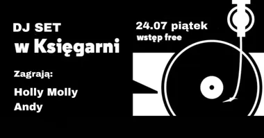 Grafika promocyjna wydarzenia DJ Set w Księgarni – muzyczna noc