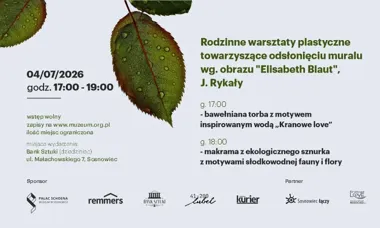 Grafika promocyjna wydarzenia Rodzinne warsztaty plastyczne i odsłonięcie muralu „Elizabeth Blaut” na Sosnowiec Fun Festival