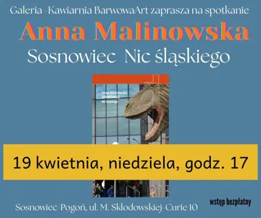 Grafika promocyjna wydarzenia Spotkanie autorskie Anna Malinowska „Sosnowiec Nic śląskiego”