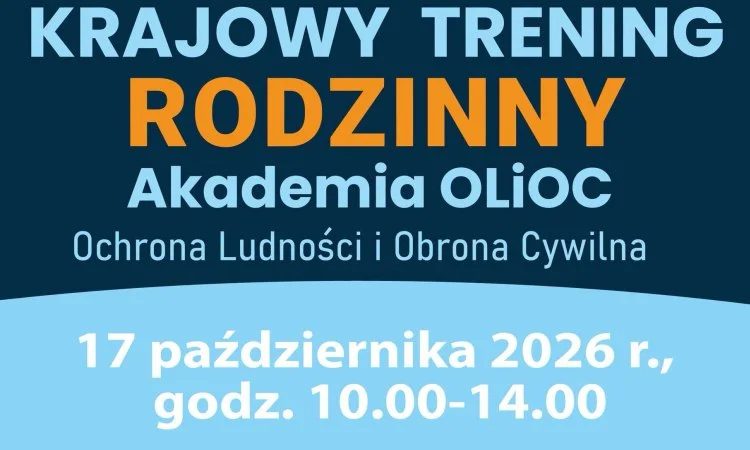 Grafika promocyjna wydarzenia Trening Rodzinny Akademii Obrony Ludności i Obrony Cywilnej