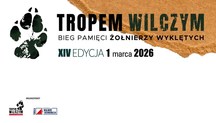 Grafika promocyjna wydarzenia Tropem Wilczym — Bieg Pamięci Żołnierzy Wyklętych (XIV edycja)