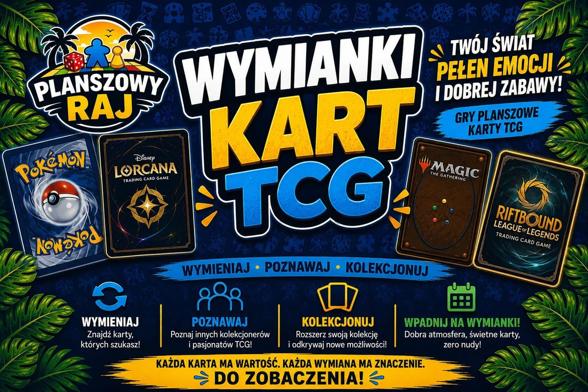 Grafika promocyjna wydarzenia Wymianki kart TCG w Sosnowcu