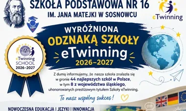 Sosnowiecka „Szesnastka” w elitarnym gronie szkół eTwinning