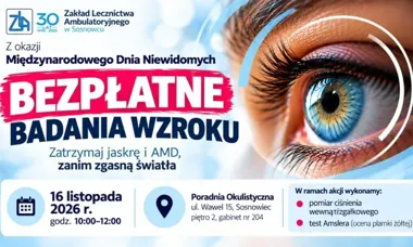 Bezpłatne badania wzroku w Sosnowcu. Sprawdzą ciśnienie i plamkę żółtą
