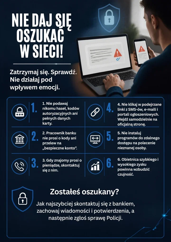 Telefon z banku, fałszywy link i obietnica zysku. Tak działają oszuści