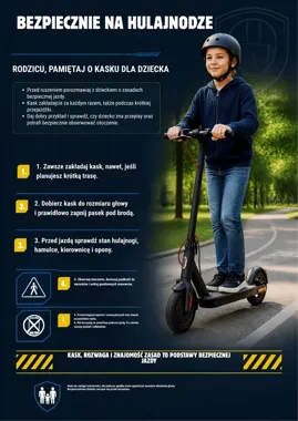 Dziecko na hulajnodze bez kasku - chwila nieuwagi może skończyć się urazem